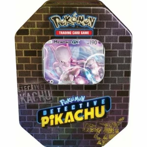 2019 New Factory Sealed Pokémon TCG Tin Detective Pikachu Mewtwo GX - Picture 1 of 1