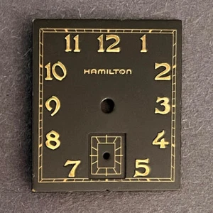 NOS Hamilton Vintage Original Black Gilt Square Dial New Old Stock - Picture 1 of 2