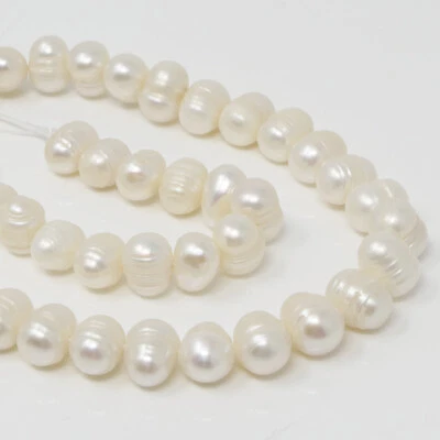Strang Süßwasserperlen 7x8mm Zuchtperlen Perlen Perlenstrang weiß Perlenstränge - Bild 1 von 3