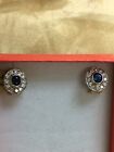 1.00 Ct Sapphire and 1.00 Ct Diamond, 18k Yellow Gold Omega Clip Earrings
