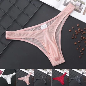 Men Sexy Low Rise Briefs Panties Underpants Translucent G String Thong Underwear - Picture 1 of 17