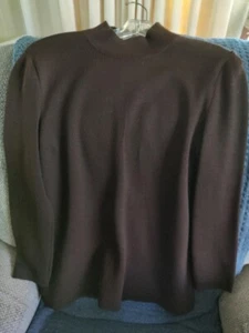 ST. JOHN Collection by Marie Brown Mock Neck Ribbed Sweater Brown Medium - Picture 1 of 5