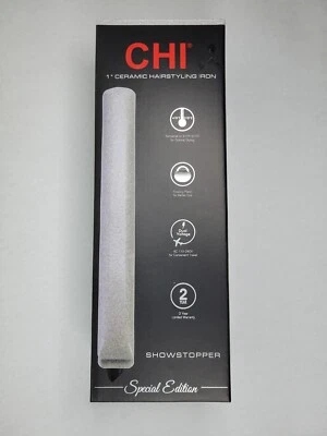 Plancha de peluquería de cerámica CHI 1 pulgada brillo blanco "Showstopper" nueva en caja Foto 1 de 4