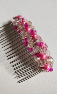 Rosa Kristall Haarkamm, Haarschmuck - Bild 1 von 4