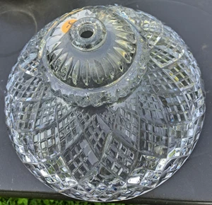 Antique Hand Cut Etched Lead Crystal Floral Lamp Shade 10" Diameter X 5 1/4" H - Picture 1 of 10