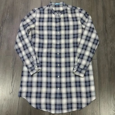 J Mclaughlin Tunic Women XL Shirt Plaid Band Collar Pockets Lightweight Boho Mom - Image 1 of 4