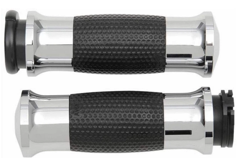 Avon Gel Chrome/Black Handlebar Grips - Cable Style (GEL-70-CH) Foto 1 de 1