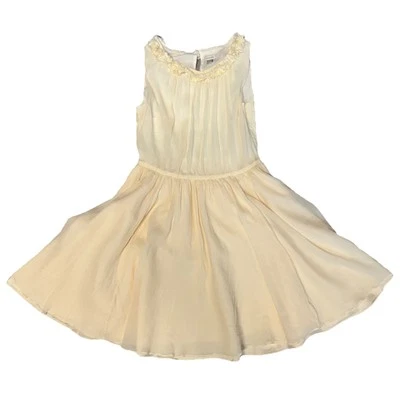 J.Crew Crewcuts Pleated Girls 12 Dress Chiffon Beige Flare Halter Peplum Preppy - Image 1 of 4