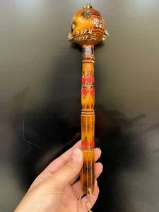 Antique Weapon Shock-Crushing Wooden Hand Carved\painted Rose 9.5" Decor Rare - Picture 1 of 7