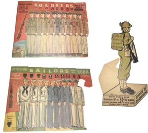 1942 WWII UNITED STATES STAND UP SOLDIERS SAILORS PUNCH OUT Toy Doughboy Display - Picture 1 of 24