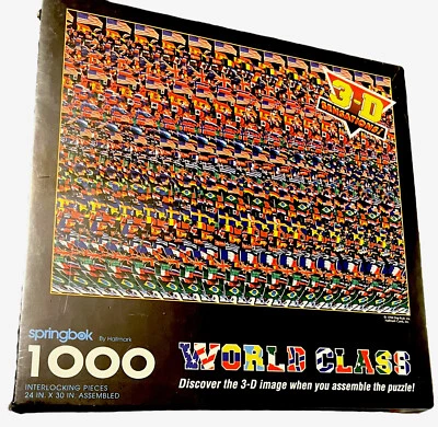 VTG Springbok 1000 Pc World Class Soccer 3-D Stereogram Puzzle Hallmark 1994 NOS - Image 1 of 4