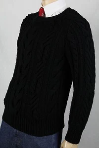 Ralph Lauren schwarzer Etikett Rollausschnitt Kabelstrick Wollpullover neu mit Etikett $ 1295 - Bild 1 von 1