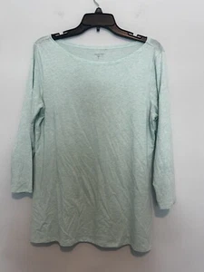 Garnet Hill Womens Blouse Cotton Blend Size M Blue 3/4 Sleeve - Picture 1 of 4