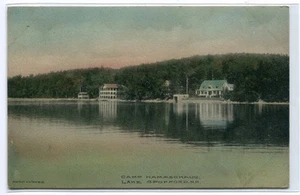 Postal coloreada a mano Camp Namaschaug Lake Spofford New Hampshire 1912 - Imagen 1 de 1