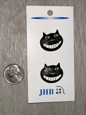 JHB Botones Sonrisa Cara Gato Negro 5/8" De Colección E.S. GARCIA "¿QUÉ RATÓN?" En tarjeta Foto 1 de 2