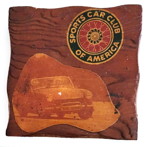 Vintage 5" Wood Wall Plaque "Sports Car Club of America" Cover