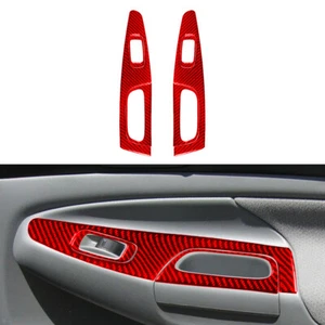 Red 6Pcs Rear Window Button Trim Cover Carbon Fiber For Toyota Tacoma 2012-2015 - Picture 1 of 12