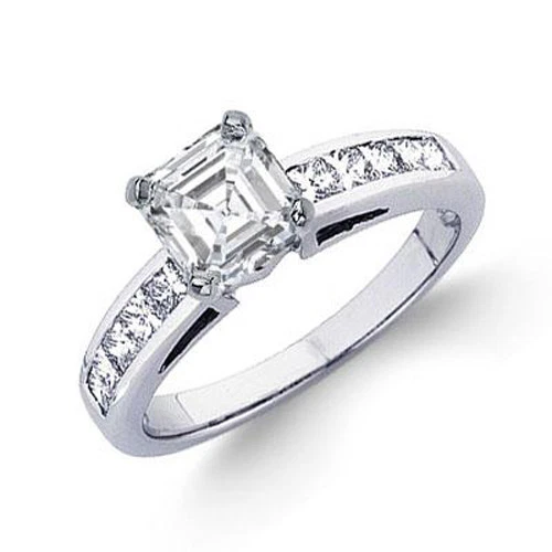 Diamond Engagement Ring 2.00 Carat Asscher & Princess Cut GIA Certified 18k - Изображение 1 из 1