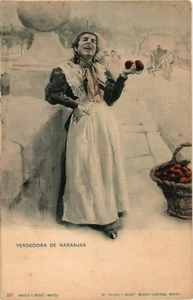 España Antigua Postal Vintage Hauser y Menet Vendedora de naranjas (1564) - Imagen 1 de 2