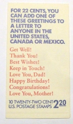 U.S.Scott #BK155 PL #1 22c SPECIAL OCCASION Mint Condition 10 stamps - Image 1 of 2