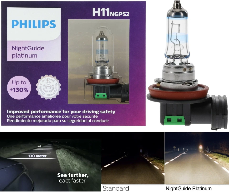 Philips Night Guide Platinum H11 55W Dos Bombillas Luz Antiniebla Repuesto Plug Play Foto 1 de 4