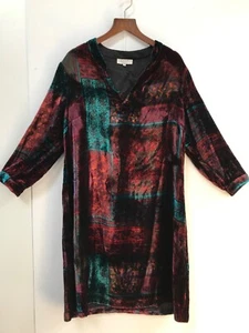 EAST AUTUMNAL COLOURS SILK VELVET MIDI DRESS EVENING / PARTY DRESS SIZE 12-14 - Picture 1 of 15
