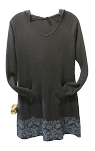 Lola by AFG athleisure brown dress * SMALL, V-neck, hood-EUC! - Picture 1 of 8