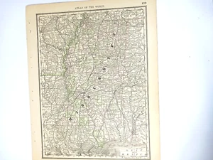 Antique 1890s Mississippi or Alabama Color Map Atlas Page - Picture 1 of 6