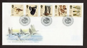 GROSSBRITANNIEN 1996, VÖGEL; WILDFOWL & WETLANDS TRUST, Scott 1653-1657 ON F.D.C. - Bild 1 von 1