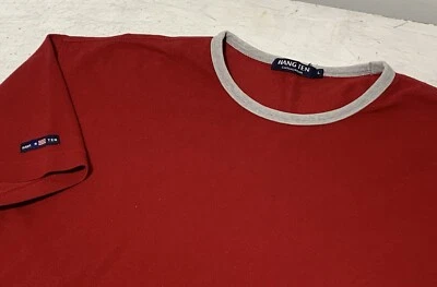 Vintage Hang Ten Solid Red Ringer T Shirt SZ Large 80s 90s Y2K - Image 1 of 4