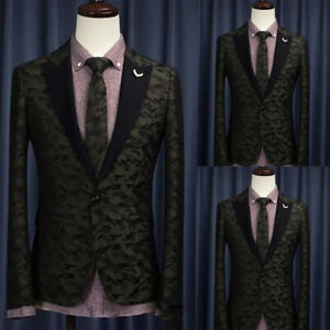 Men Suits Camouflage Peak Lapel Formal Business Wedding Causal Outdoor Tuxedos