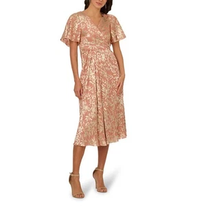 Adrianna Papell Womens Pink Metallic Midi Dress 12 BHFO 8181 - Picture 1 of 2