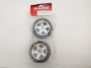 Traxxas 3771A FRONT Alias Tires & 2.8" Black Chrome Wheel for Rustler XL-5 , VXL - Picture 1 of 7