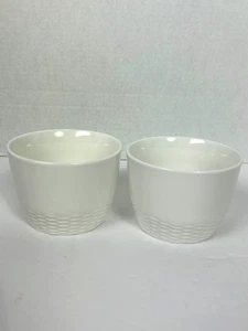 Martha Stewart for Macy's BASKETWEAVE Fruit / Dessert Bowls white Set of 2 EUC - Picture 1 of 3