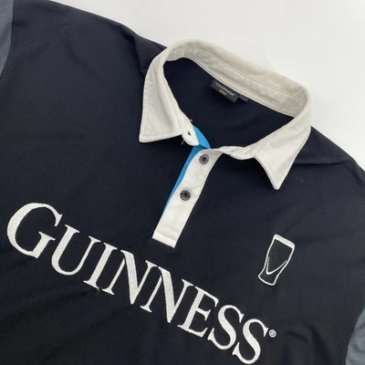 Guiness 衬衫男式 XXL 黑色橄榄球 Polo 酒吧酒吧啤酒派对爱尔兰皮克 2XL — 第 1/4 张图片