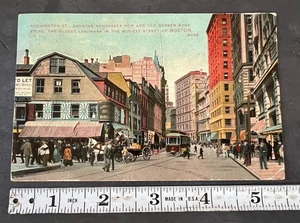 Antique Postcard Washington Street Showing Newspaper Row Boston Mass Posted 1909 - Picture 1 of 2