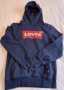 Levi’s Boys Long Sleeve Pullover Hoodie Size M (10-12 Yrs) Navy Blue Red Logo - Picture 1 of 6
