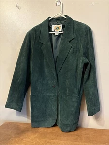 Field Gear Pig Suede Leather Blazer/coat Women Hunter Green Size M - Picture 1 of 4