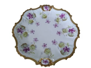 Antique Limoges 8.5 Inch handpainted flower plate. Gold rimmed Rare Circa 1891 - Picture 1 of 6