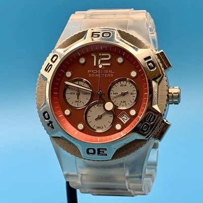 FOSSIL CH-2482 Women’s Wristwatch Carbonite St Steel Chrono Multi Dial Working - image 1 of 4