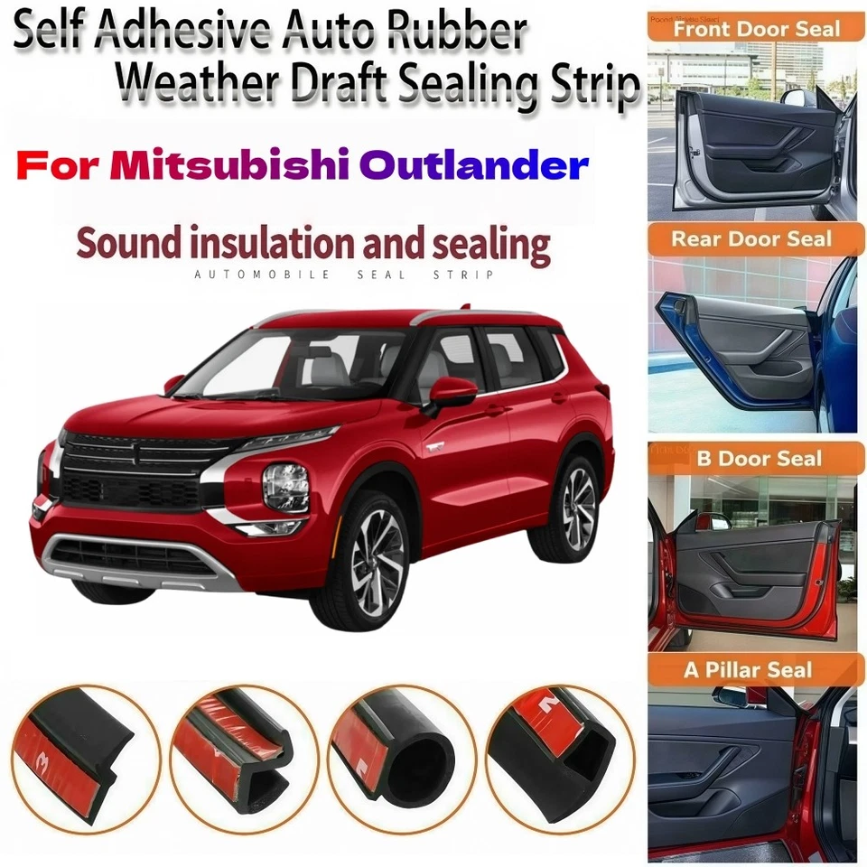 Tira de sello de goma para puerta k kit de reducción de ruido de viento de tiro para Mitsubishi Outlander Foto 1 de 4