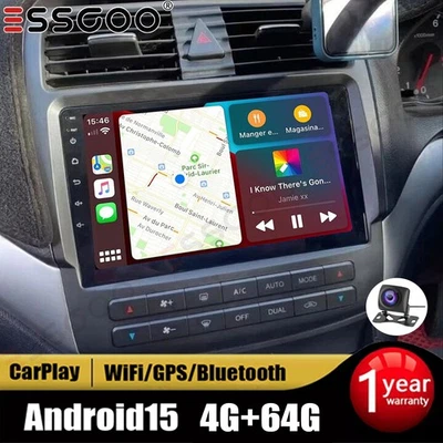 Rádio de carro estéreo GPS BT Carplay 4+64GB FM AHD para Acura TSX 2004-2008 Android 15 - Imagem 1 de 4
