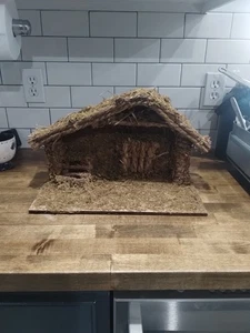 Krippenstall NUR Krippe Krippe Vintage Holz Moos Seil 10”x16”x8” Taiwan  - Bild 1 von 7