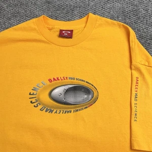 Vintage Oakley Mad Science Y2K T-Shirt Size XL Yellow Stained Software - Picture 1 of 10