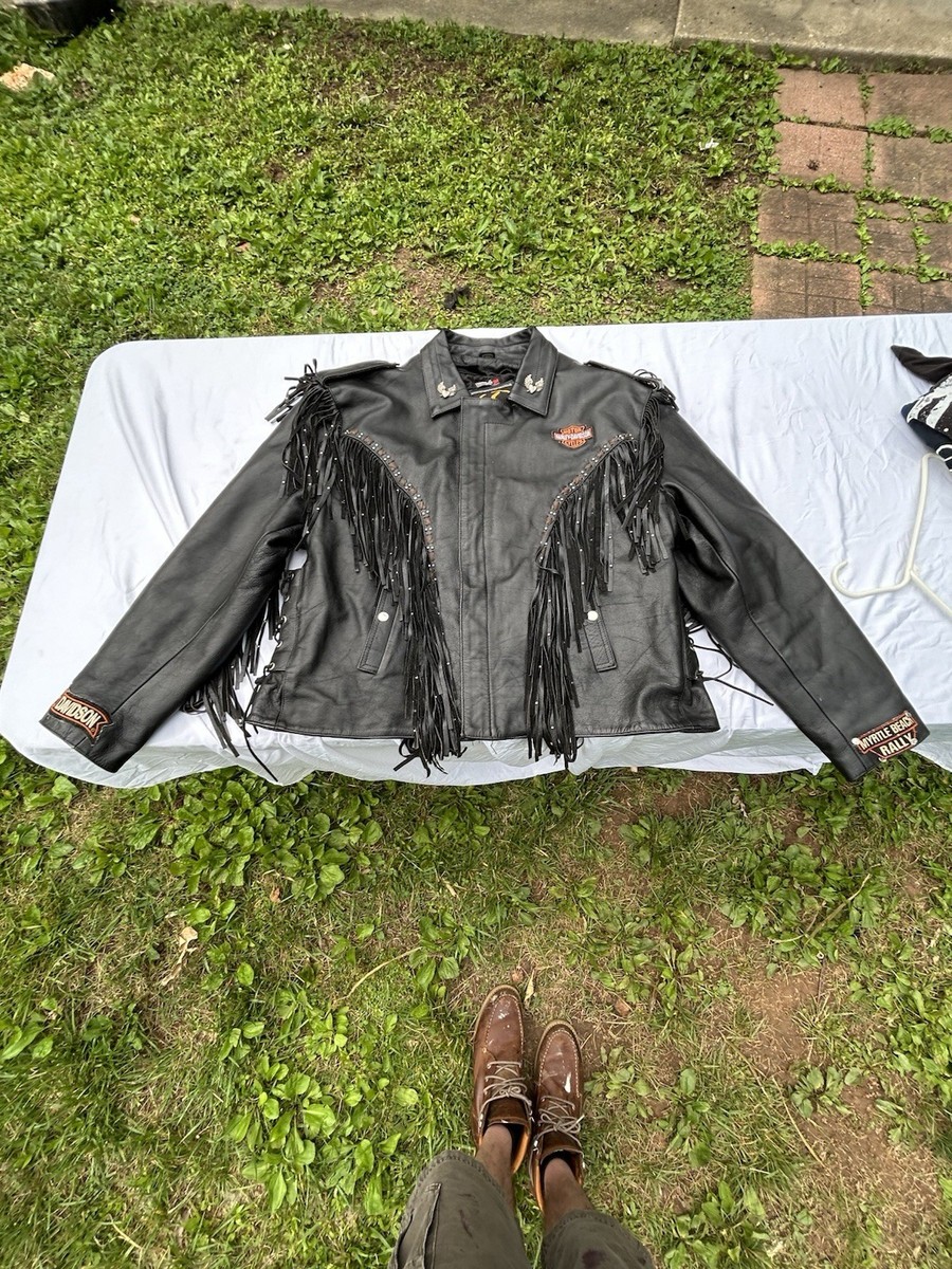 【HARLEY-DAVIDSON】スエード╱フリンジ　ライダースジャケット　Ｌ Harley Davidson レザージャケット フリンジ付きスエード