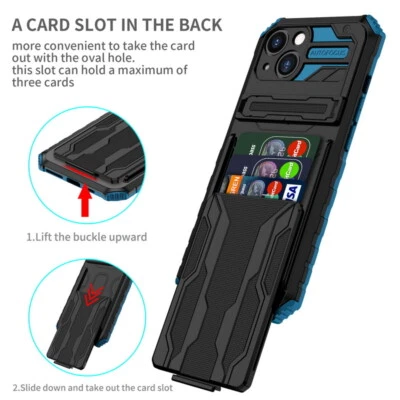 Case For iPhone 15 14 13 Pro Max 12 11 XS X 8 7 Plus Card Slot Stand Armor Cover - Image 1 of 4