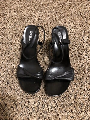 Sandalias de tacón Kenneth Cole REACTION para mujer talla 6 negras con correa al tobillo excelentes Foto 1 de 4