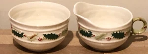 Lovely Belleek Holly Painted Christmas Cream & Sugar - Picture 1 of 5