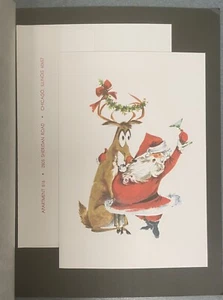 VINTAGE HENRI LAFAYETTE SALESMAN SAMPLE SANTA & RUDOLPH TOAST CHRISTMAS CARD - Picture 1 of 3