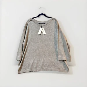 NEW Calvin Klein Womens Sweater Plus Size 2X Silver Metallic Party - Picture 1 of 8